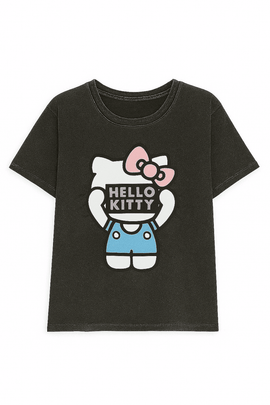 Acid Wash Hello Kitty Printed T Shirt Nawao.com