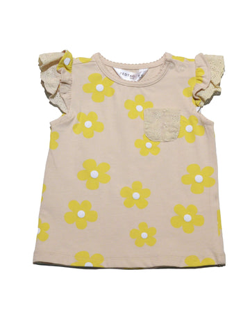 Allover Print Beige Shirt Nawao.com