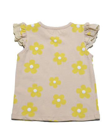 Allover Print Beige Shirt Nawao.com