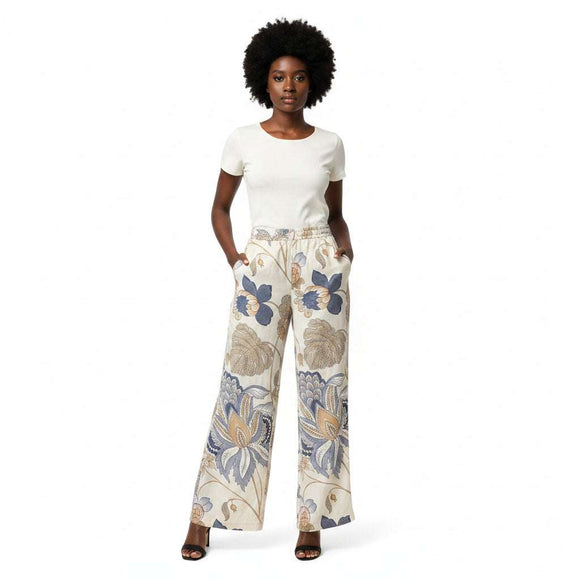 Allover Print Elasticated  Waist Wide Leg Trousers Assorted Nawao.com