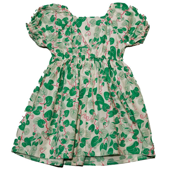 Aop Puff Sleeve With Bow Dress Nawao.com