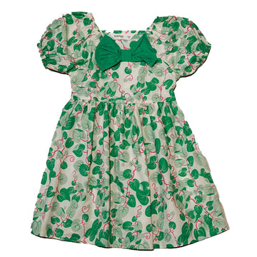 Aop Puff Sleeve With Bow Dress Nawao.com