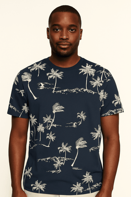 Aop Tee Navy Nawao.com
