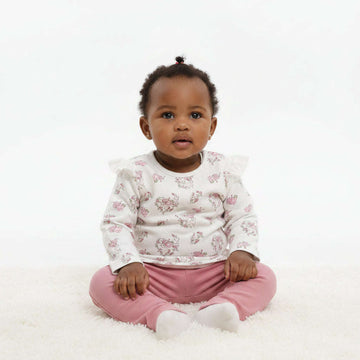 Aop Tshirt With Dusty Pink Pajama 2Pc Nightwear Set Pale Pink Nawao.com