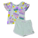 Aqua Tropical All Over Print Set Blue Nawao.com