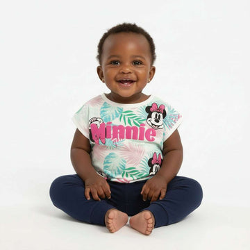 Aqua Tropical Print Minnie Mouse T Shirt Nawao.com