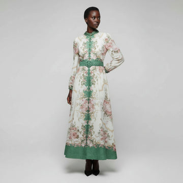 Assorted Belted Long Sleeve Dress Assorted Nawao.com