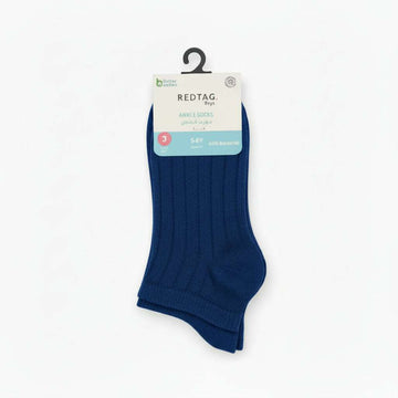 Assorted Pack Of 3 Ankle Length Ribbed Socks Navy Nawao.com