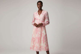 Assorted Printed Long Pleated Dress Assorted Nawao.com