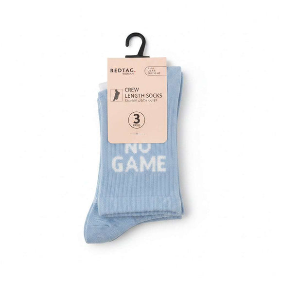 Assorted Slogan Ladies 3 Pack Crew Socks Nawao.com