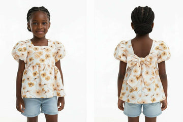 Assorted Textured Woven Jacquard Blouse With Bow At Back  Assorted Nawao.com