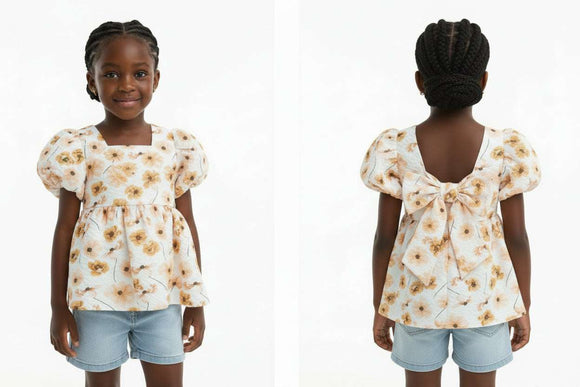 Assorted Textured Woven Jacquard Blouse With Bow At Back  Assorted Nawao.com