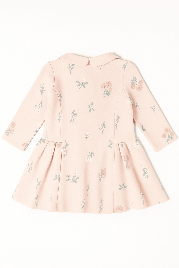 Baby Pink Floral All Over Print Pique Dress Pale Nawao.com