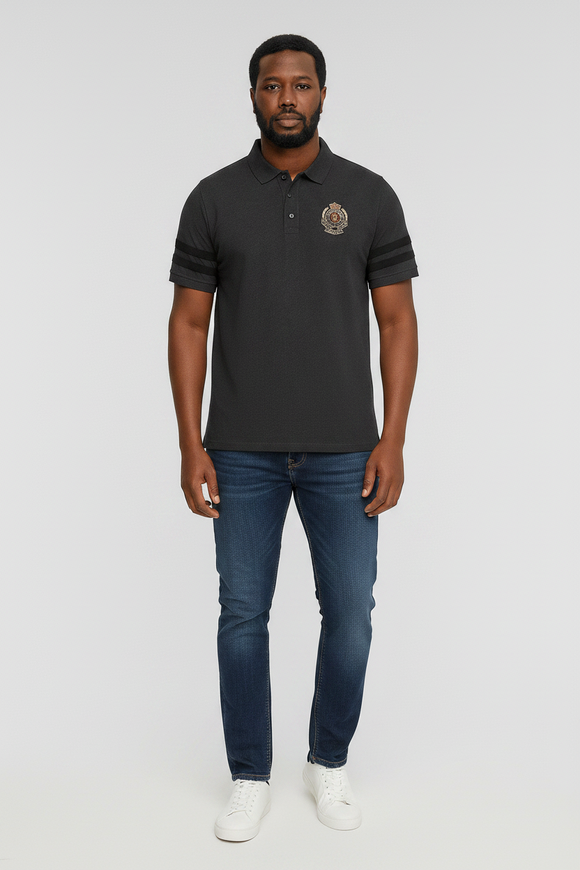 Badge Polo Shirt Charcoal Nawao.com