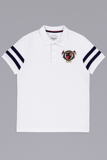 Badge Polo Shirt White Nawao.com