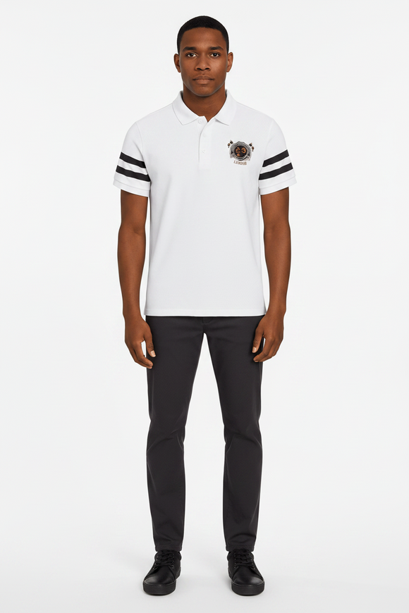 Badge Polo Shirt White Nawao.com