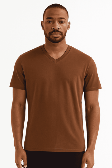 Basic Solid V Neck Tee Assorted Nawao.com