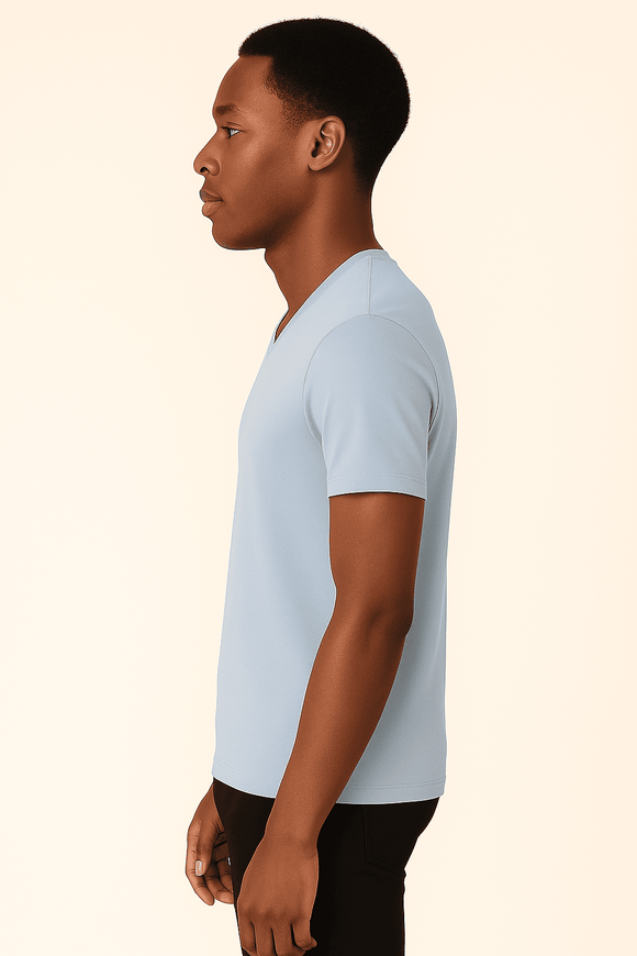 Basic Solid V Neck Tee Assorted Small Nawao.com