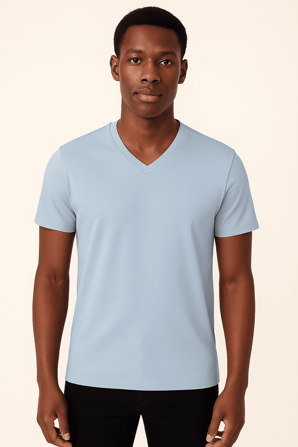 Basic Solid V Neck Tee Assorted Small Nawao.com