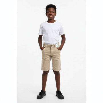 Beige 5 Pocket Denim Shorts Beige Nawao.com