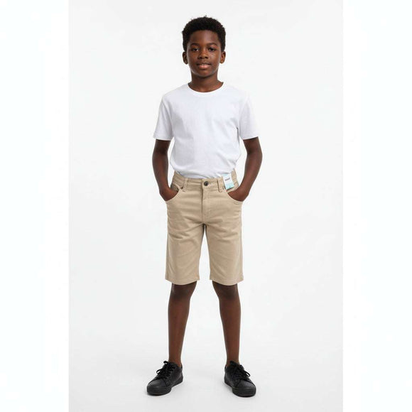 Beige 5 Pocket Denim Shorts Beige Nawao.com