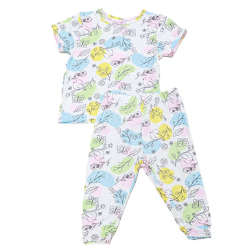Beige All Over Print Pyjama Set Nawao.com