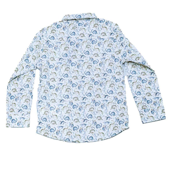 Beige Allover Print Long Sleeve Shirt With Bow Tie Nawao.com