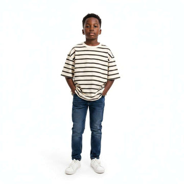 Beige And Black Stripe Tee Beige Nawao.com