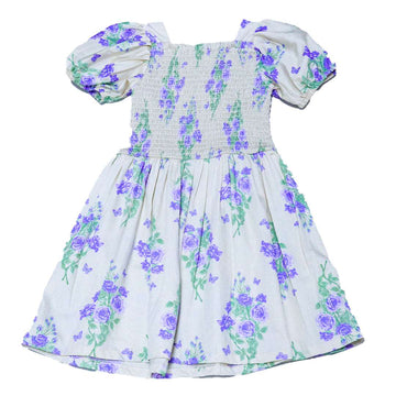 Beige Aop Smocking Dress Nawao.com
