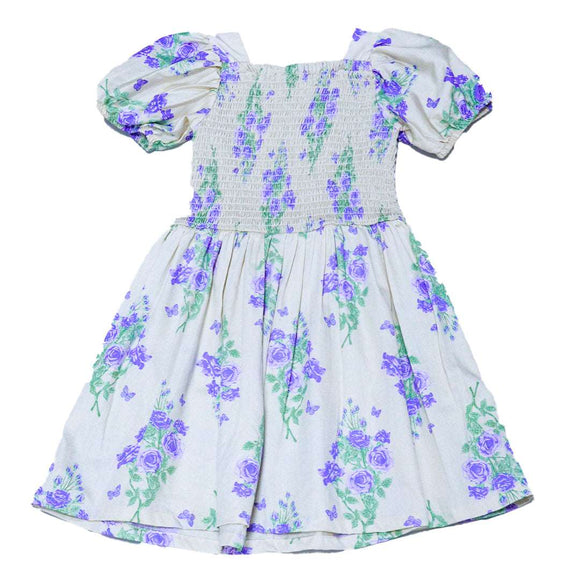 Beige Aop Smocking Dress Nawao.com