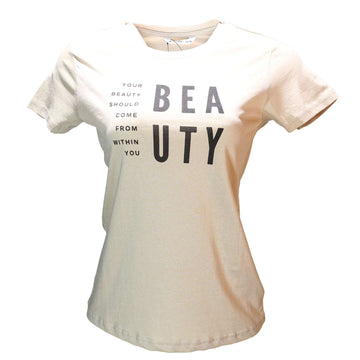 Beige Beauty Printed T Shirt Nawao.com