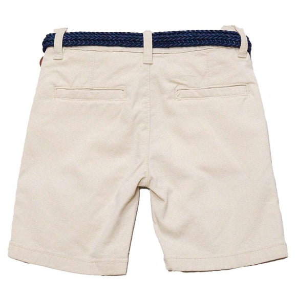 Beige Belted Dobby Shorts Nawao.com
