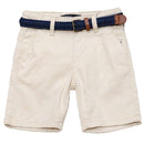 Beige Belted Dobby Shorts Nawao.com