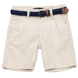 Beige Belted Dobby Shorts Nawao.com