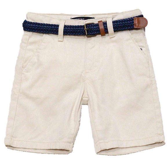 Beige Belted Dobby Shorts Nawao.com