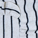 Beige Black Stripes Dress With Frills At Shoulder Nawao.com