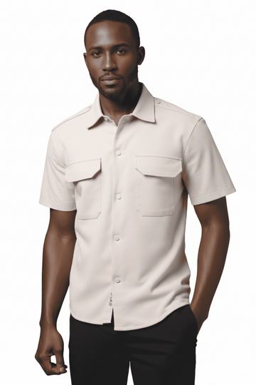 Beige Boxy Fit Overshirt Beige Nawao.com
