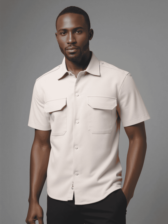 Beige Boxy Fit Overshirt Beige Nawao.com