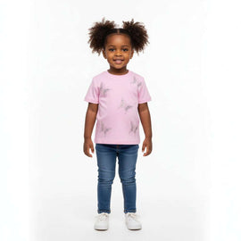 Beige Butterfly Stone Embellishemt H S T Shirt Beige Nawao.com