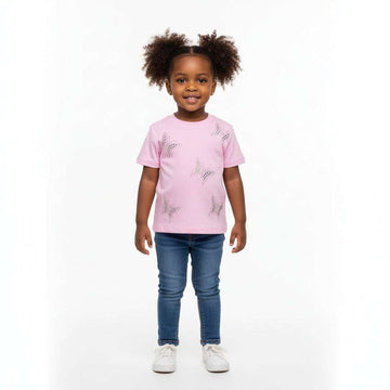 Beige Butterfly Stone Embellishemt H S T Shirt Beige Nawao.com
