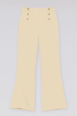 Beige Button Trouser Nawao.com