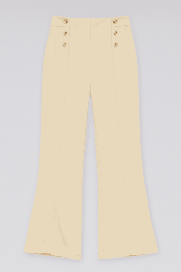 Beige Button Trouser Nawao.com