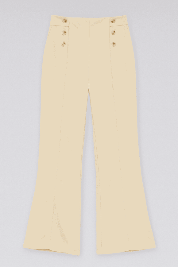Beige Button Trouser Nawao.com
