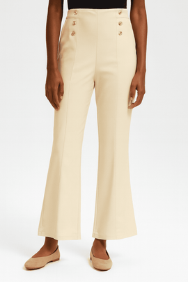 Beige Button Trouser Nawao.com