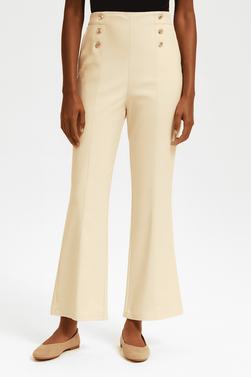 Beige Button Trouser Nawao.com
