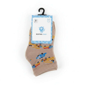 Beige Car And Dino 3 Pack Socks   12   24 Month Nawao.com