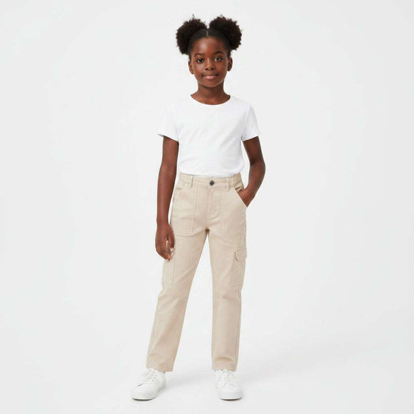 Beige Cargo Denim Jeans Beige Nawao.com