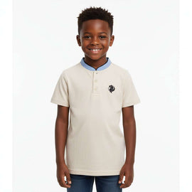 Beige Chamray Mandarin Collor Polo Beige Nawao.com