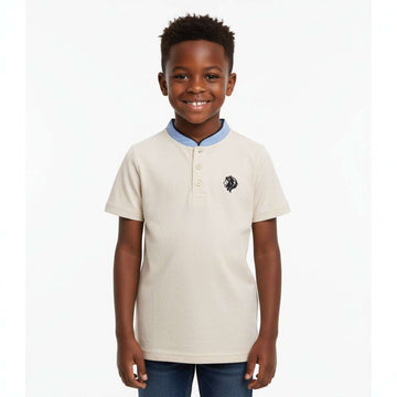 Beige Chamray Mandarin Collor Polo Beige Nawao.com
