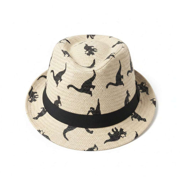 Beige Character Printed Fedora Hats With Band Nawao.com